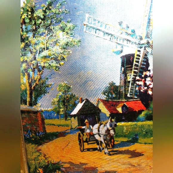 Vintage Set Of 2 Beautiful Painting Pictures With Gold Frame - Picture 7 of 16